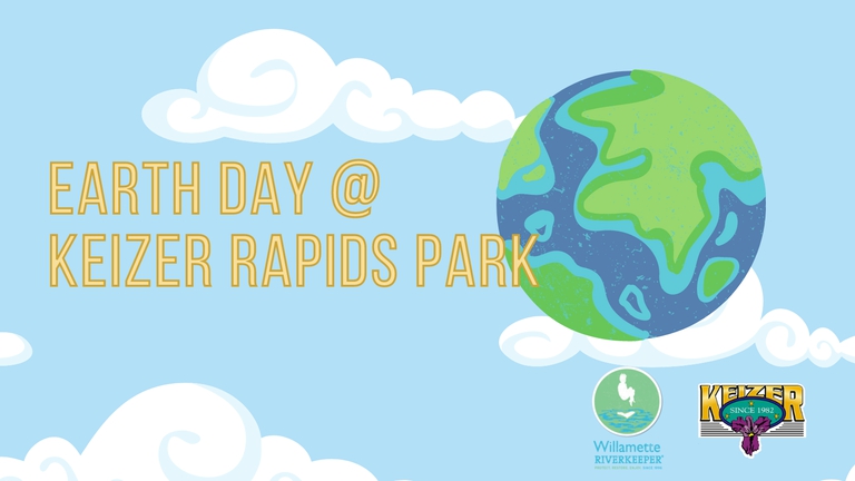 Earth Day @ Keizer Rapids Park with earth floating on clouds